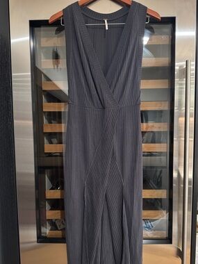 Free People Ribbed Wrap Midi Dress Sleeveless Knit Dress  size XS